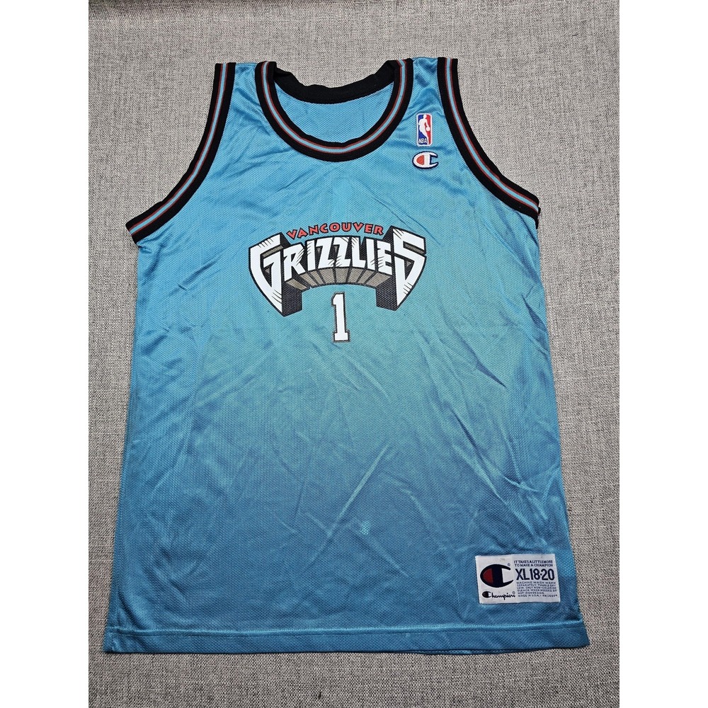 VINTAGE Vancouver Grizzlies Jersey Boys XL Blue NBA Basketball Champion 90s